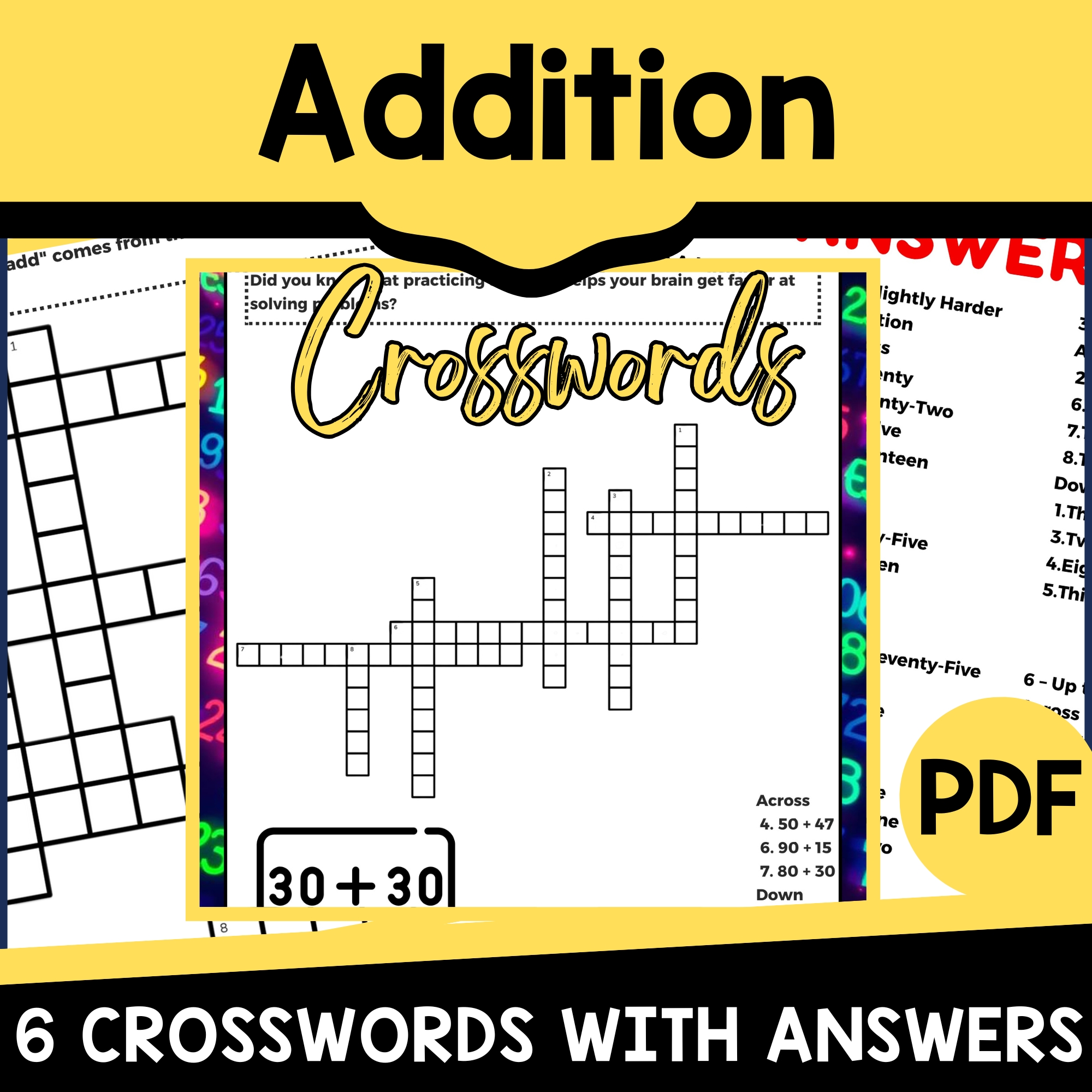 Addition Crosswords PDF By Teach Simple Addition Crosswords PDF By Teach Simple