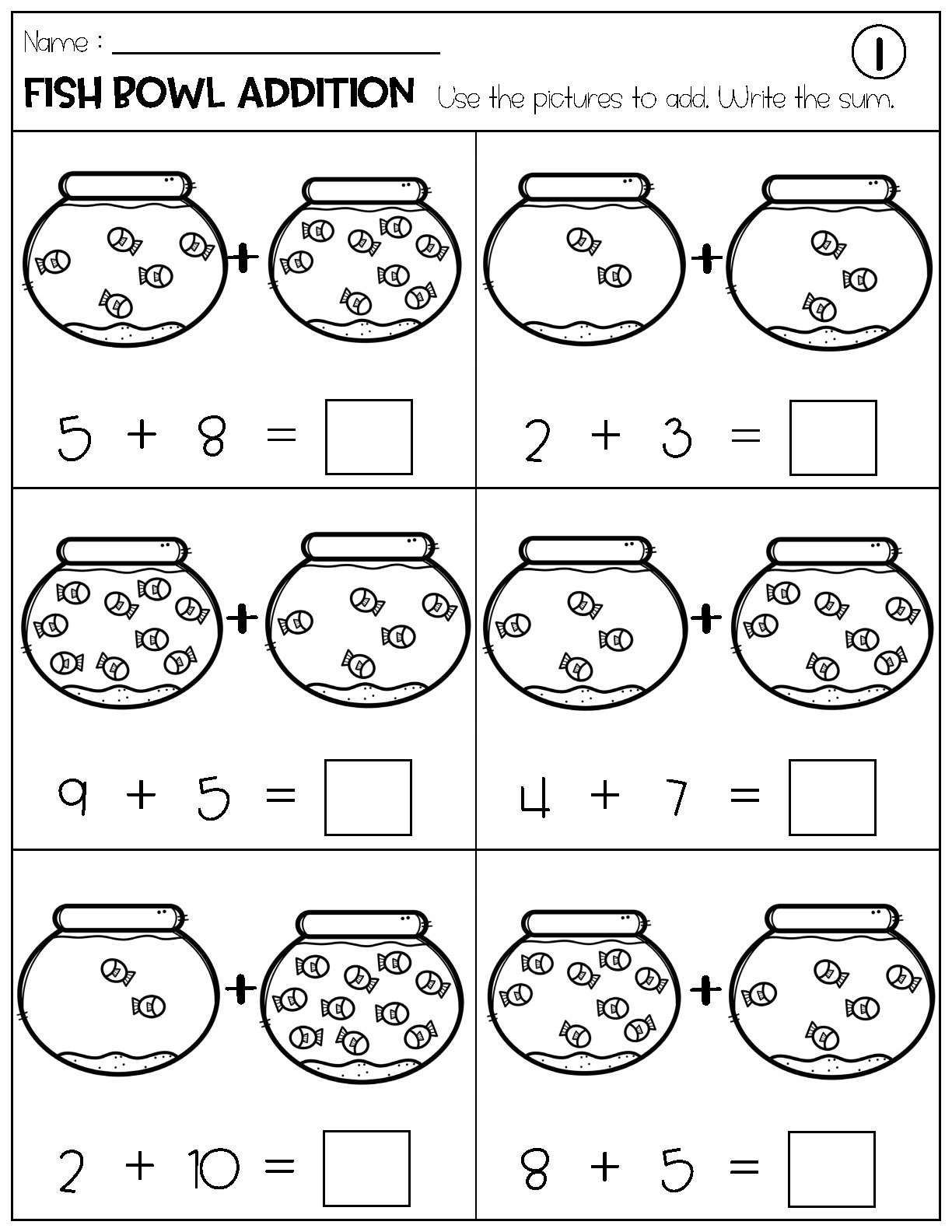 Addition With Pictures Sum Up To 20 Worksheets Adding Fish Bowls Pictures Math Worksheets Printable Etsy Addition With Pictures Sum Up To 20 Worksheets Adding Fish Bowls Pictures Math Worksheets Printable Etsy