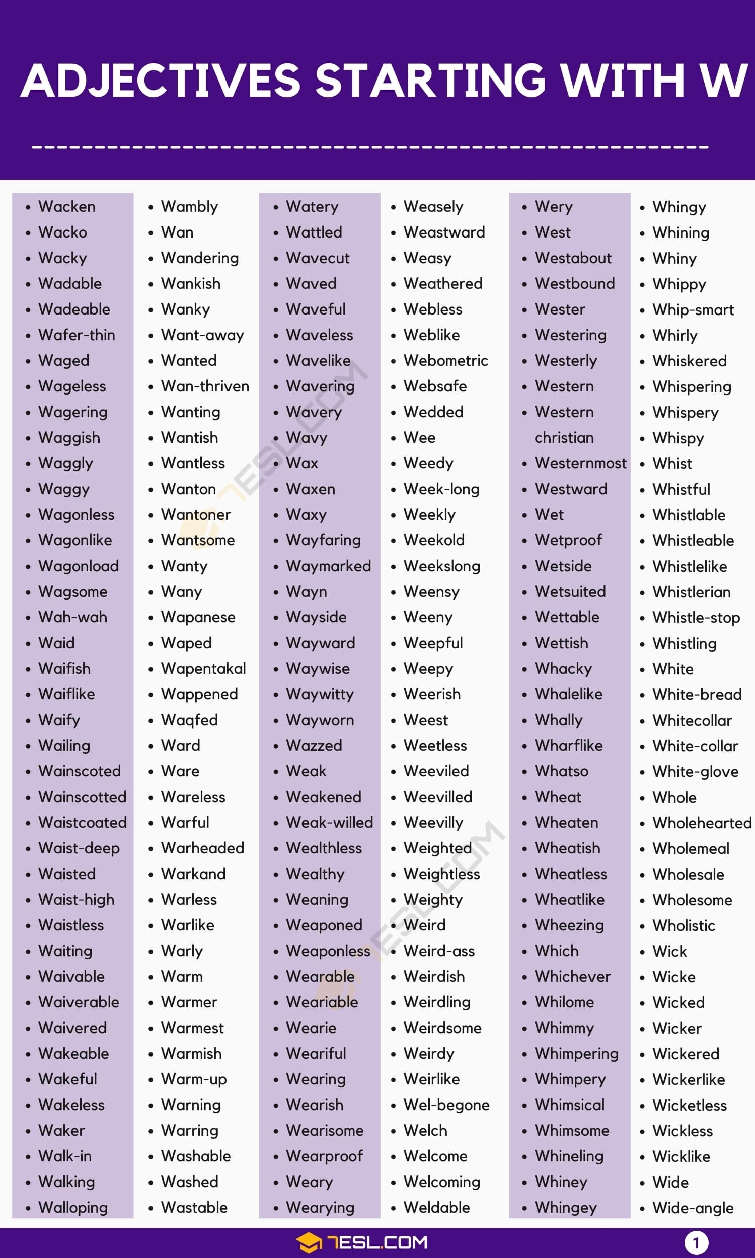 Adjectives That Start With W 550 W Adjectives In English 7ESL Adjectives That Start With W 550 W Adjectives In English 7ESL