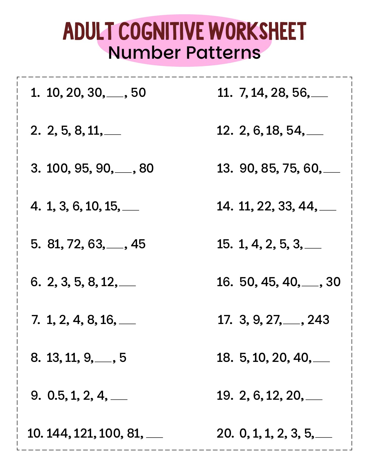 Adult Cognitive Worksheets 14 Free PDF Printables Printablee