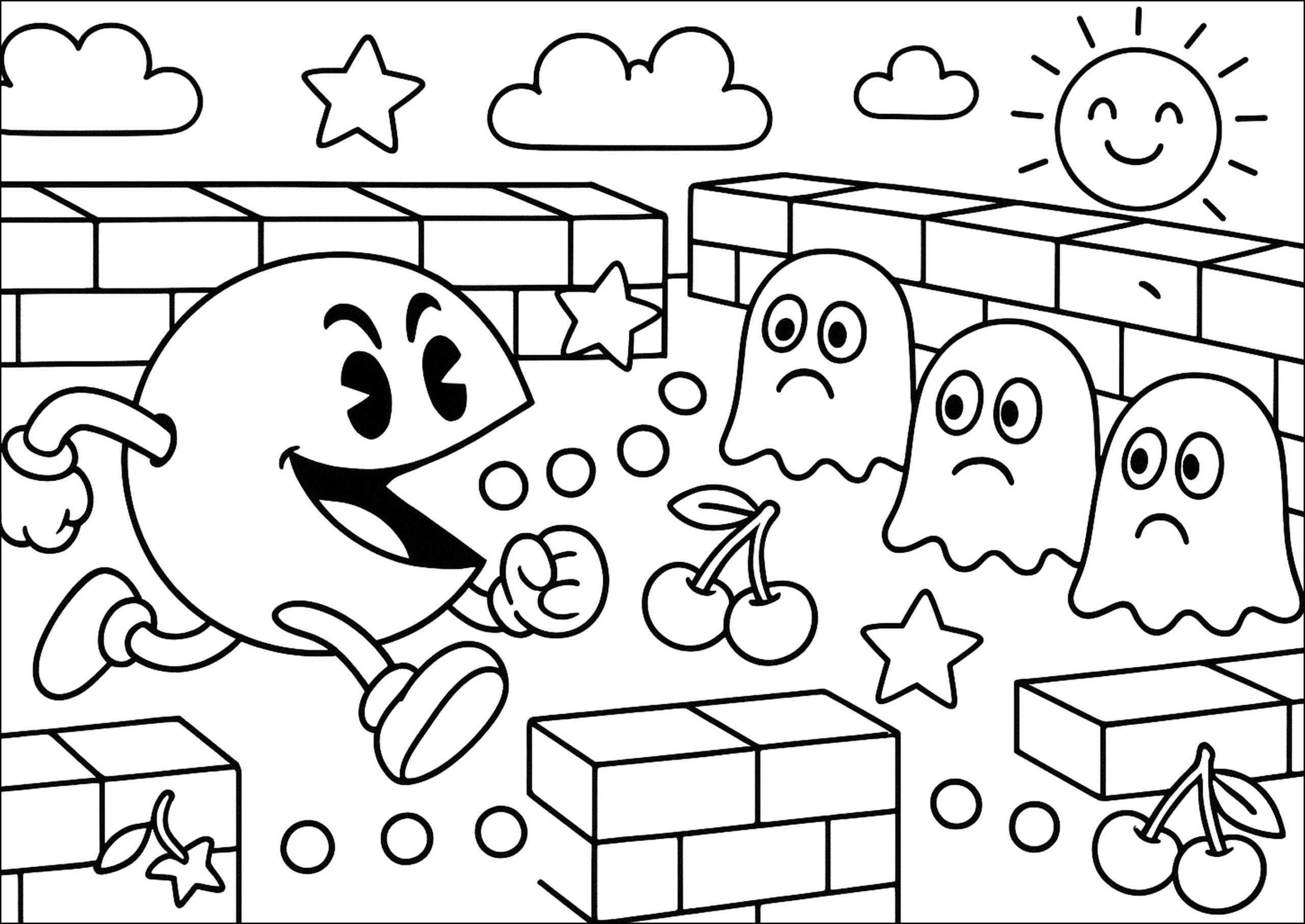 Adventure In A Labyrinth Pac Man Coloring Pages