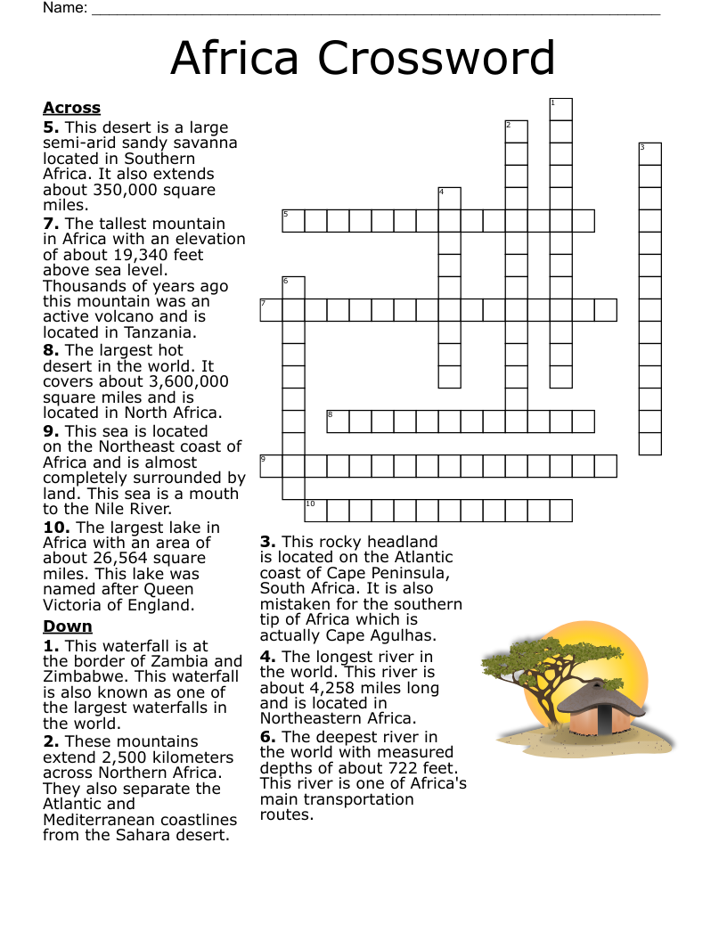 Africa Crossword WordMint