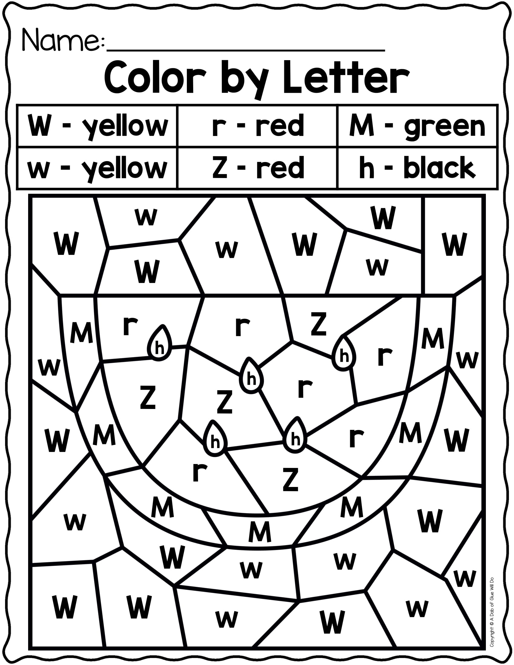 Alphabet Color By Letter A Dab Of Glue Will Do
