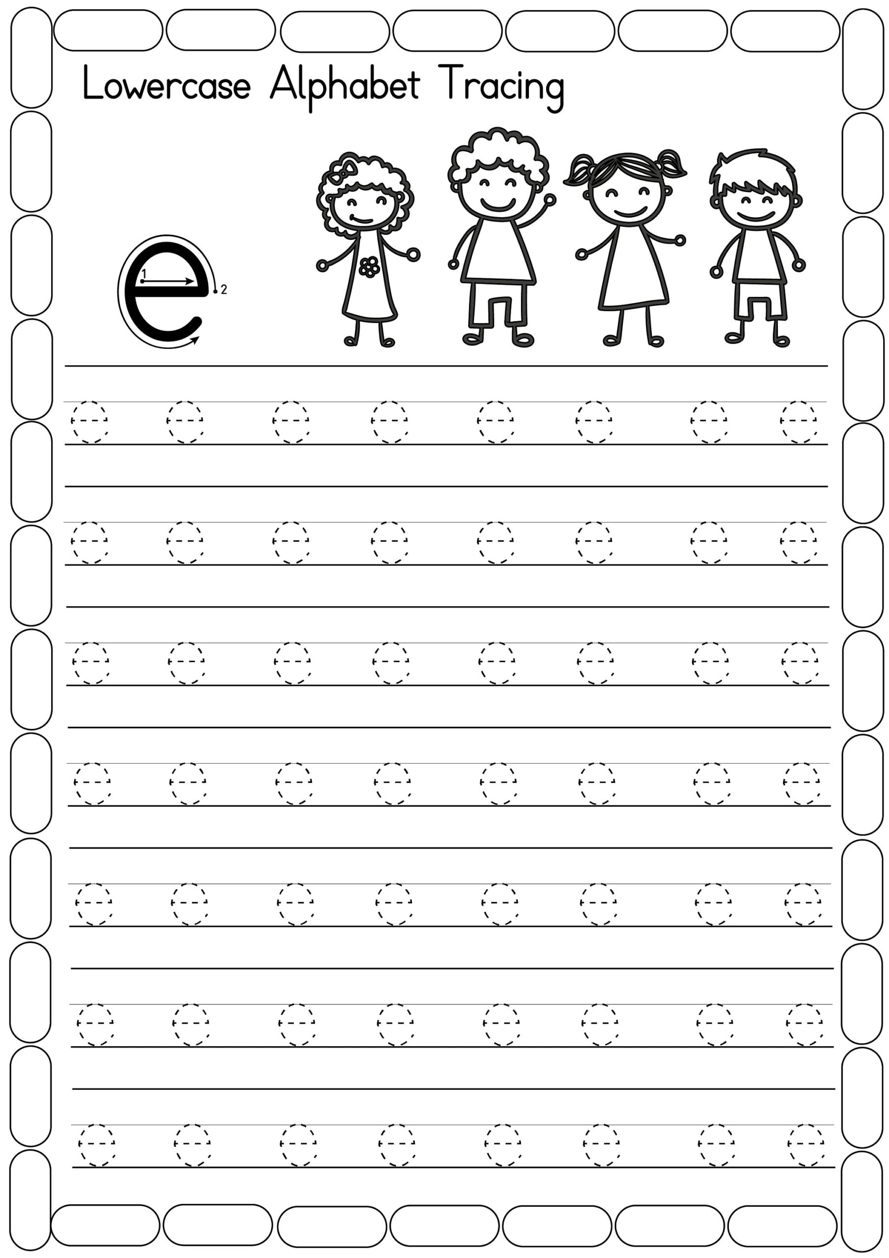 Alphabet Tracing Worksheets Lowercase Handwriting Practice PDF Etsy