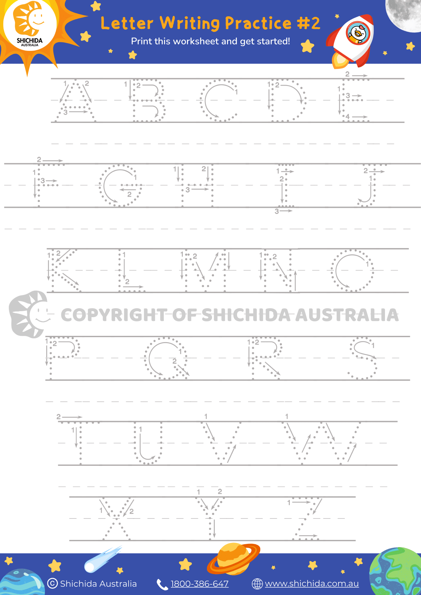Alphabet Writing Worksheet 2 Free Letter Tracing For Kids