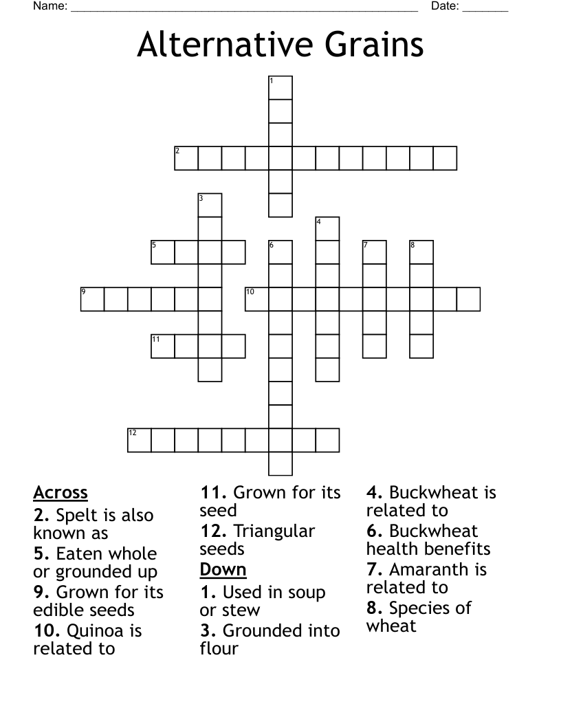 Alternative Grains Crossword WordMint