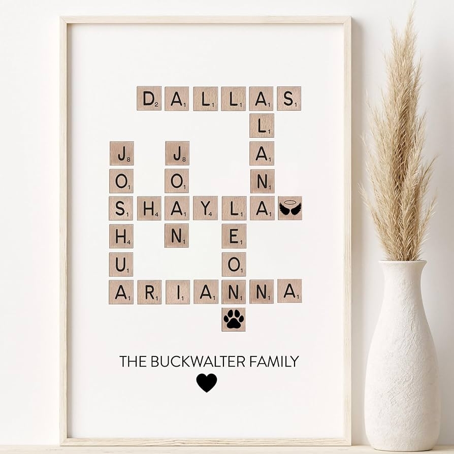 Amazon Custom Crossword Poster Wall Decor Personalized Crossword Family Name Letters For Wall Decor Farmhouse Style Family Signs For Home Decor UNFRAMED Poster Print Posters Prints