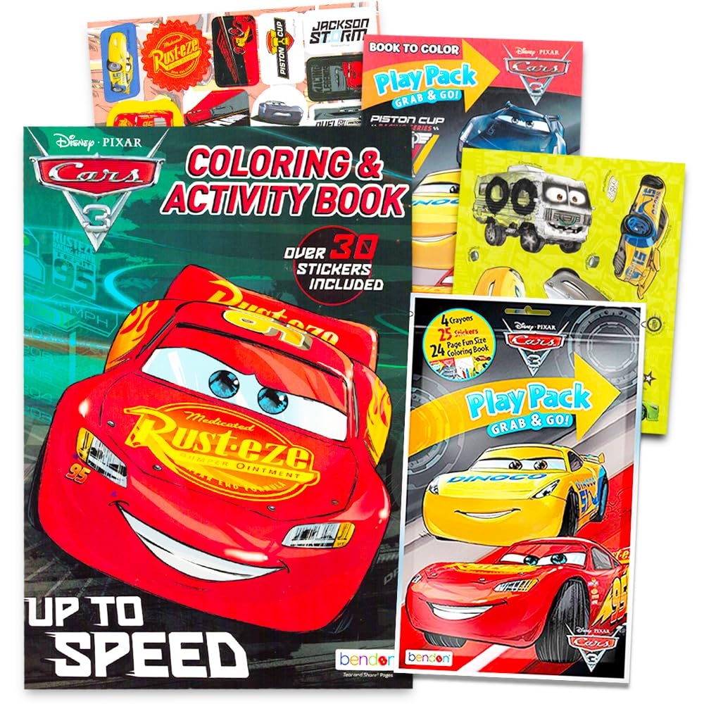 Amazon Disney Cars Coloring Book Bundle Coloring Activity Set Featuring Lightning McQueen Blue Toys Games