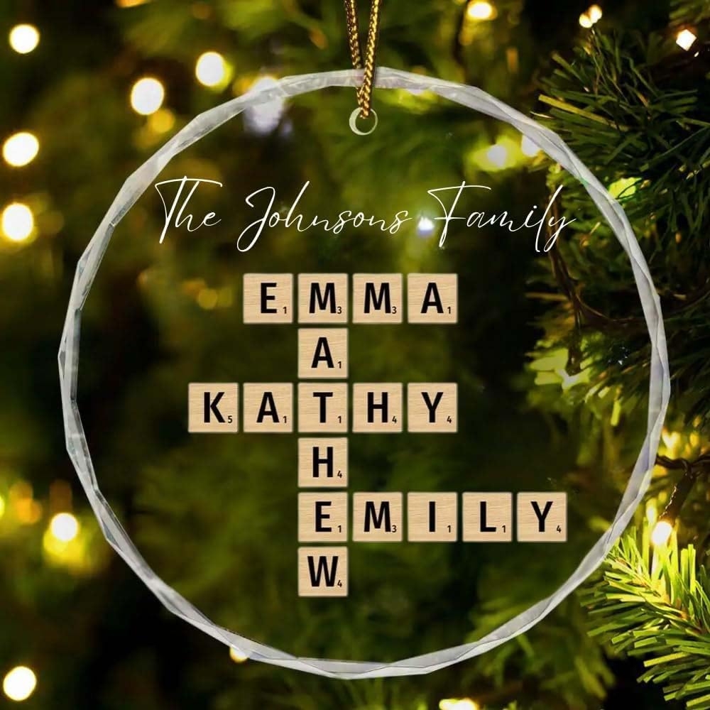 Amazon Personalized Crossword Puzzle Christmas Ornament Crossword Puzzle Ornament Family Name Christmas Tree Ornament Home Kitchen