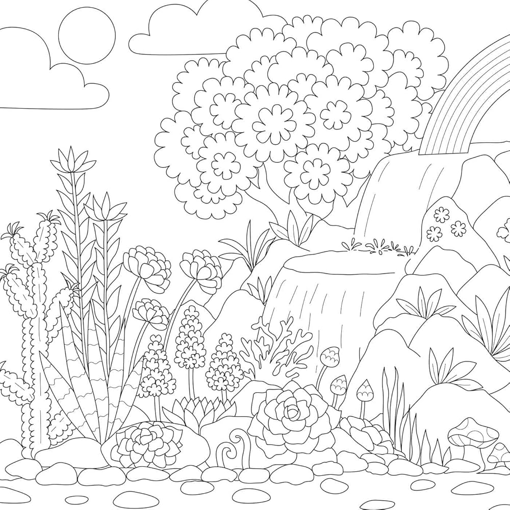 Amazon Pretty Simple Coloring Nature Scenes 45 Easy to Color Pages Inspired By The Beauty Of Nature 9781507221129 Adams Media Books