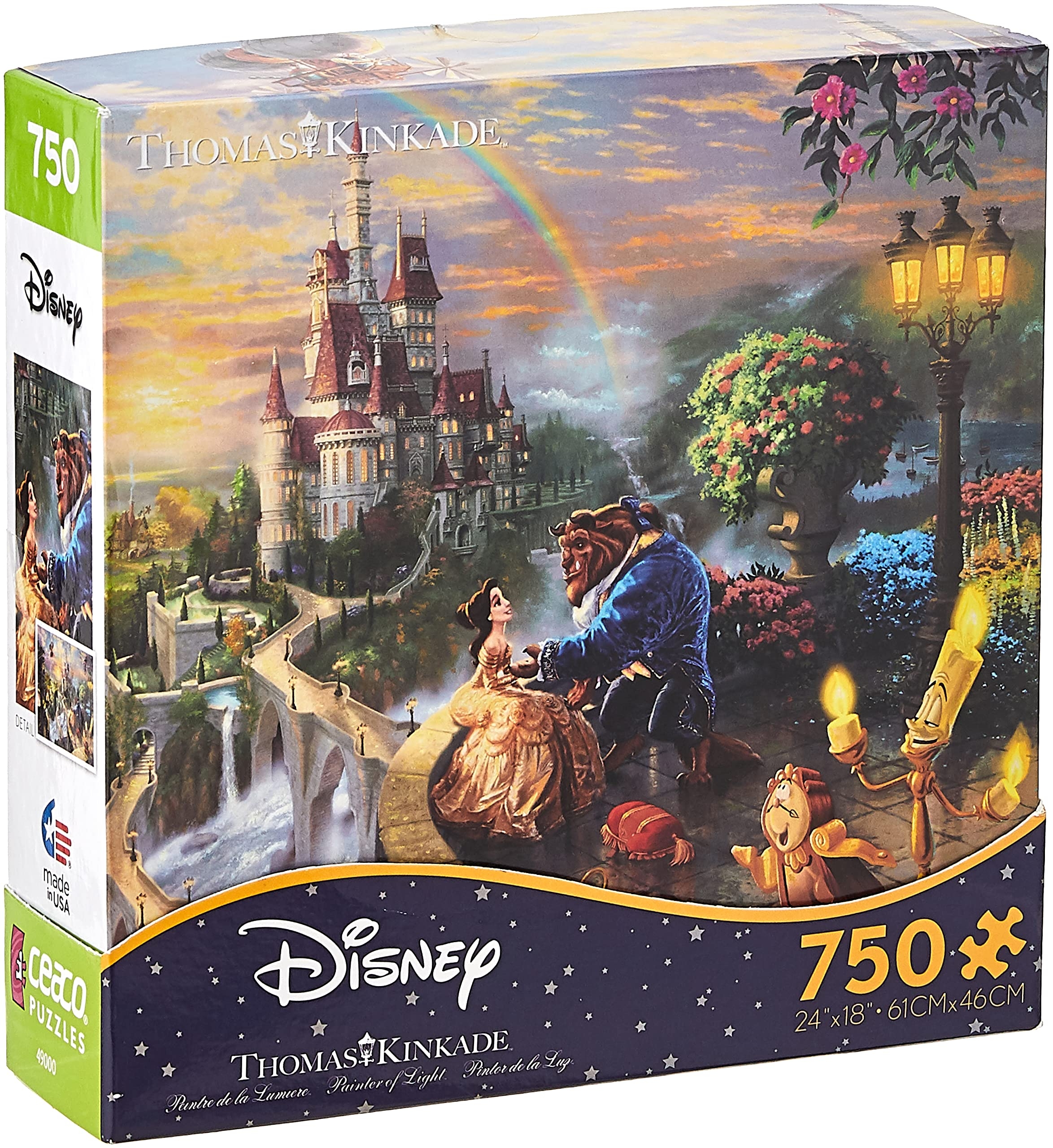 Amazon Thomas Kinkade The Disney Dreams Collection Beauty And The Beast Falling In Love Puzzle 750 Pieces 24 X 18 Toys Games