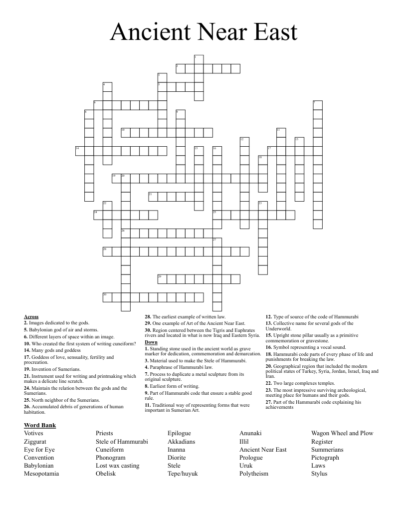 Ancient Near East Crossword WordMint