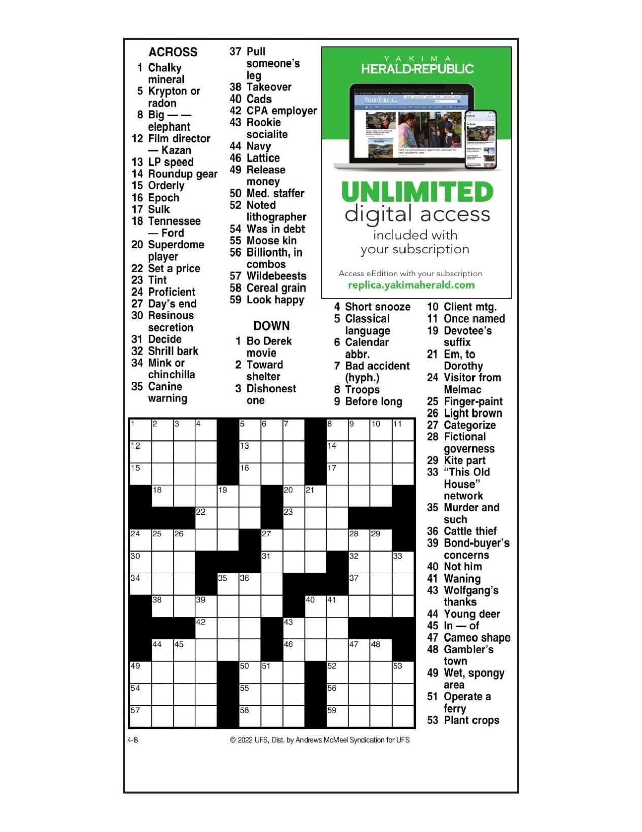 oregonian daily crossword puzzle