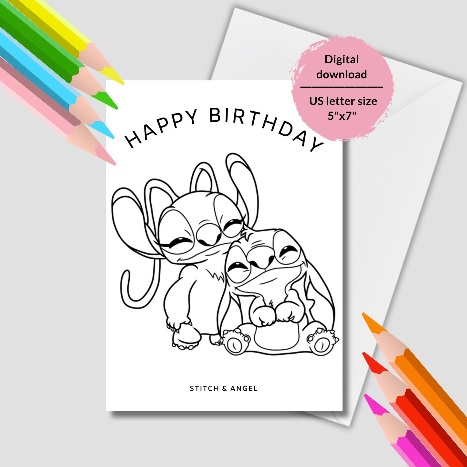 stitch and angel colouring pages