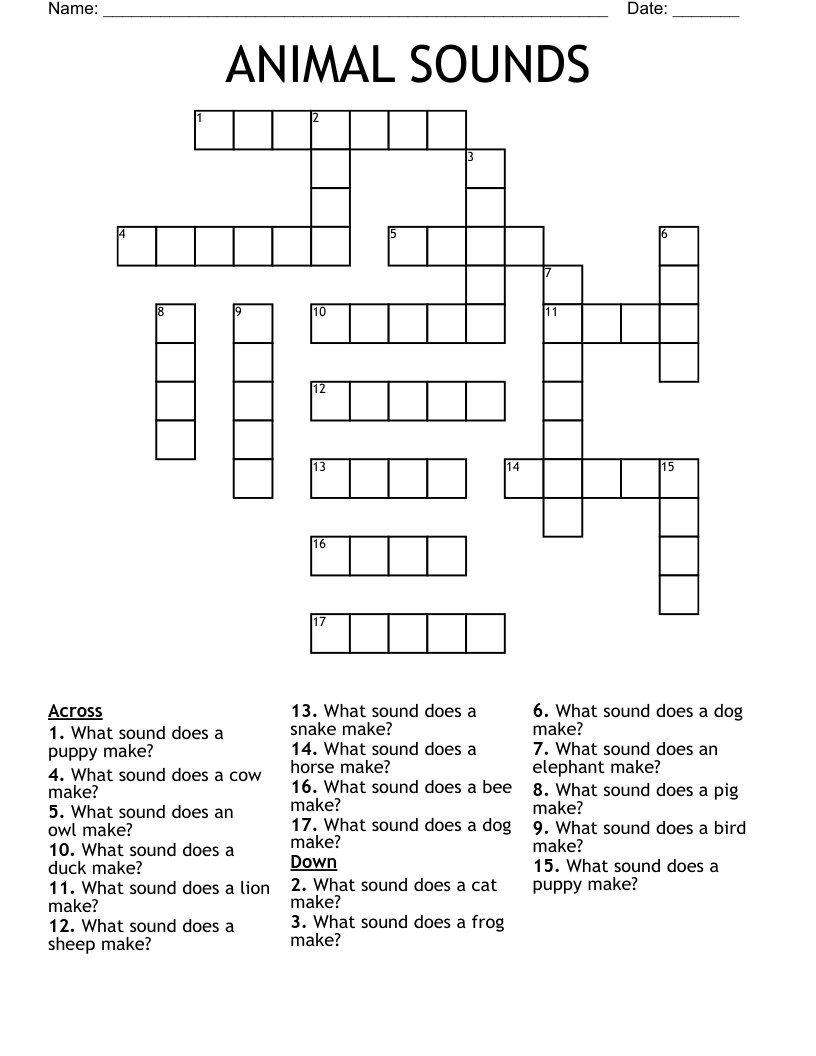 ANIMAL SOUNDS Crossword WordMint