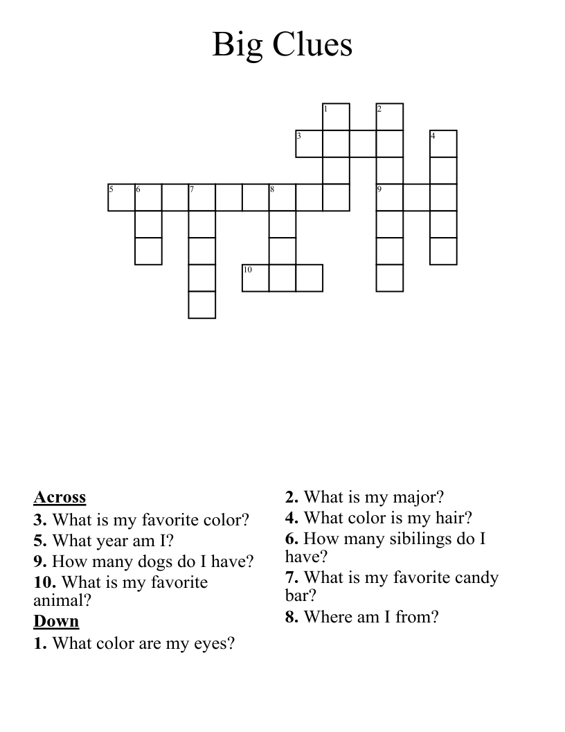 Answer These LITTLE Questions To Get BIG Clues Crossword WordMint