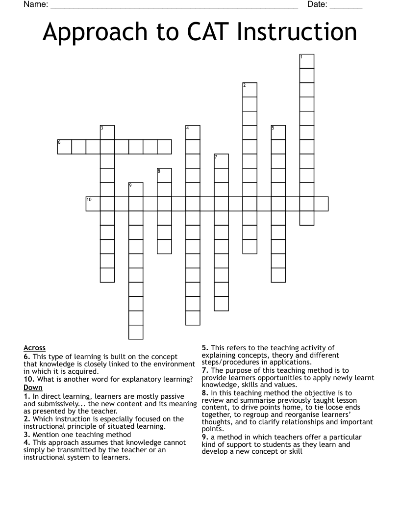 Approach To CAT Instruction Crossword WordMint Approach To CAT Instruction Crossword WordMint