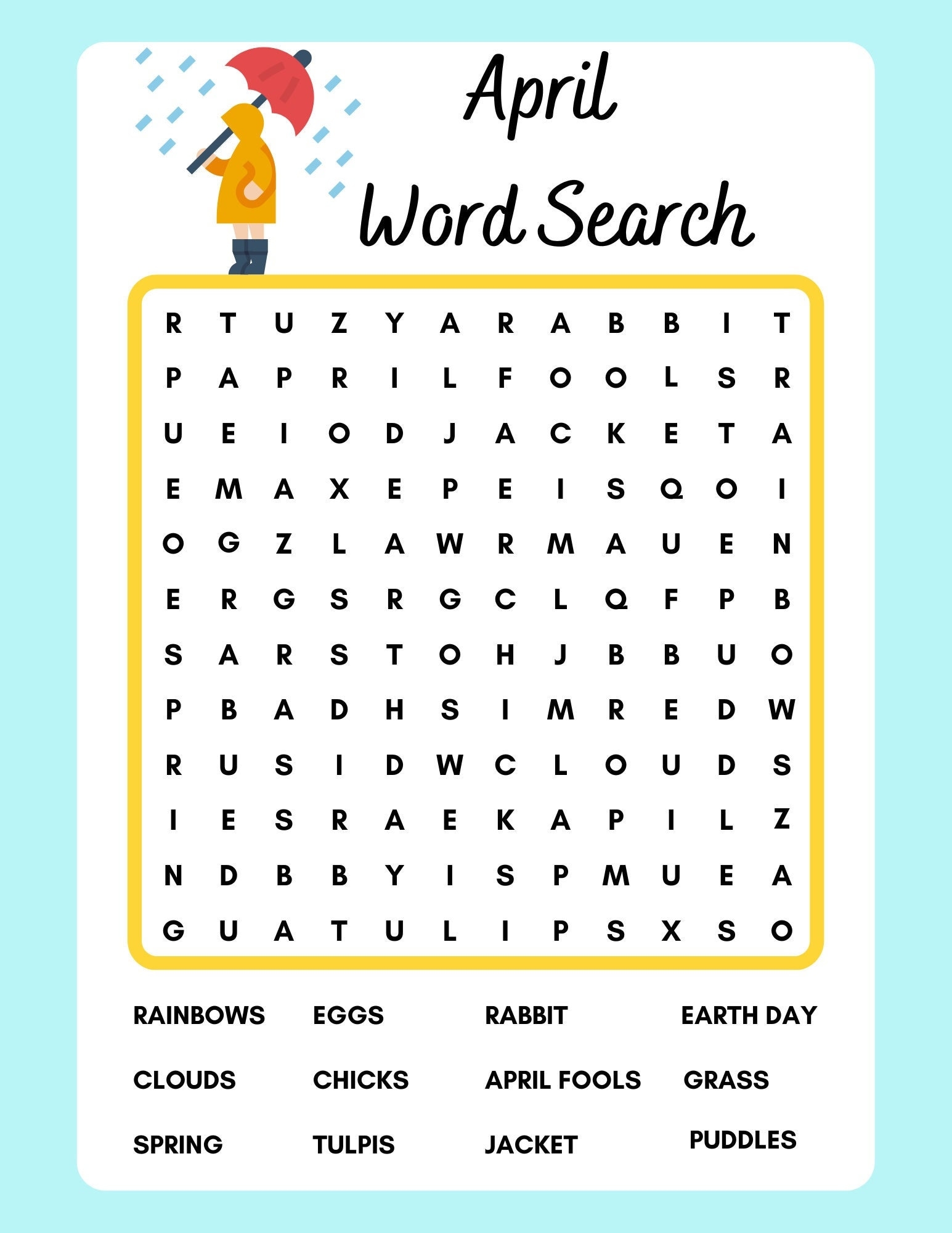 April Word Search Printable Instant Download PDF Etsy April Word Search Printable Instant Download PDF Etsy