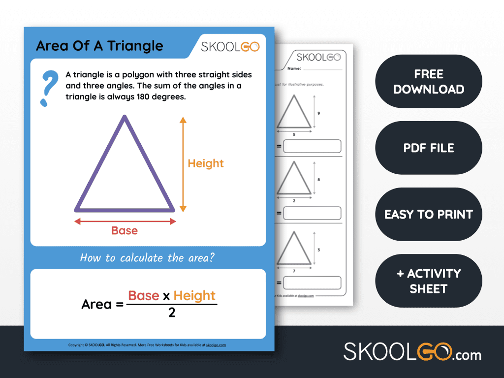 Area Of A Triangle Free Worksheet For Kids SKOOLGO Area Of A Triangle Free Worksheet For Kids SKOOLGO