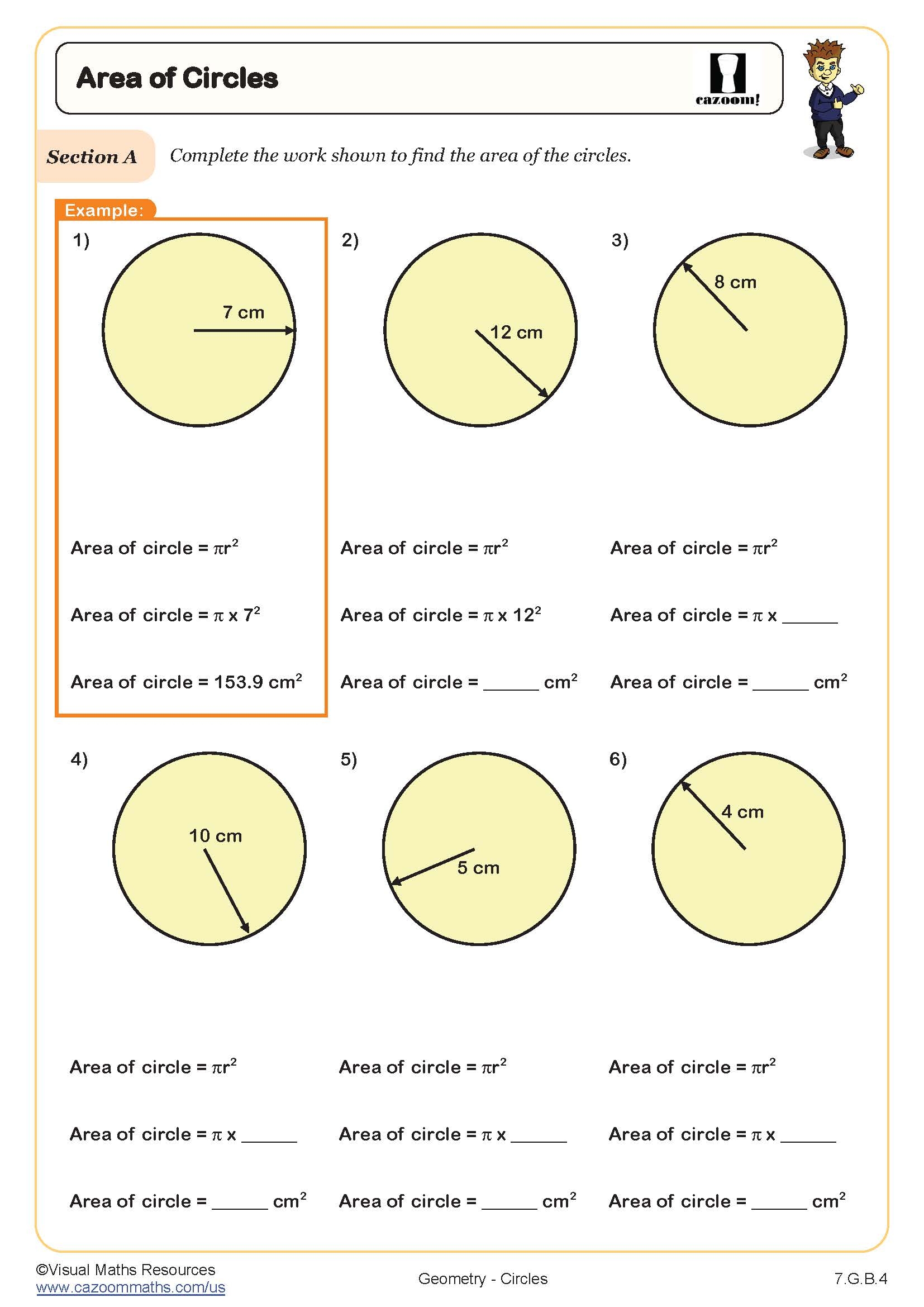 Area Of Circles Worksheet PDF Printable Geometry Worksheet Area Of Circles Worksheet PDF Printable Geometry Worksheet