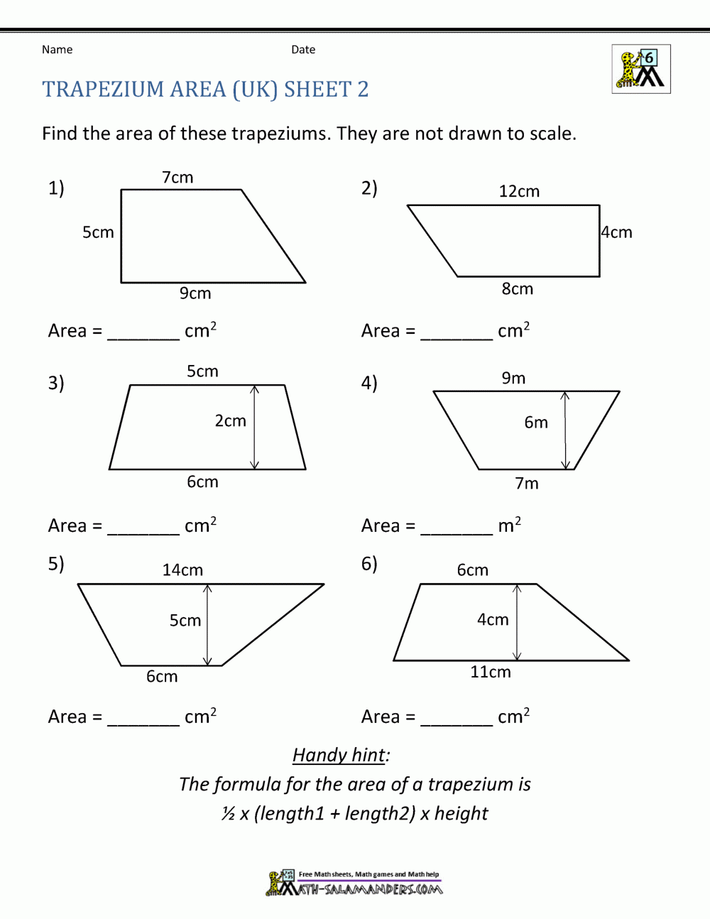 Area Of Quadrilateral Worksheets