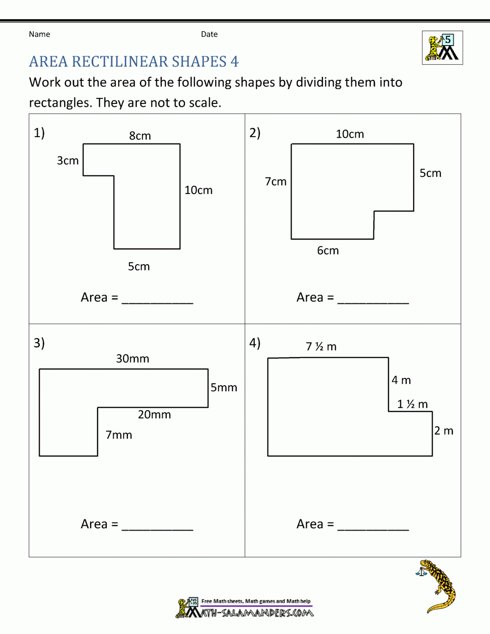 Area Of Rectangle Worksheets