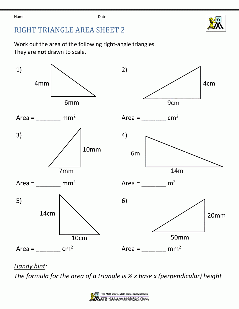 Area Of Right Triangle Worksheets Area Of Right Triangle Worksheets
