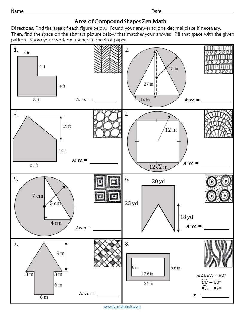 Areas Of Compound Shapes Zen Math Funrithmetic