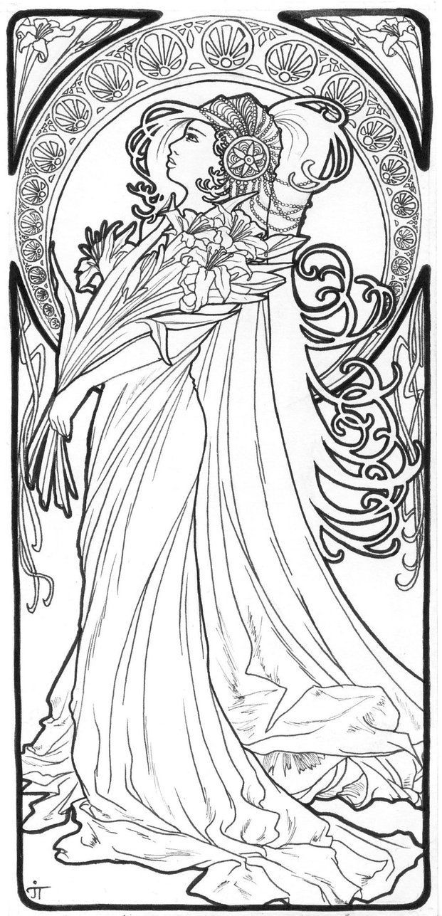 art nouveau coloring pages
