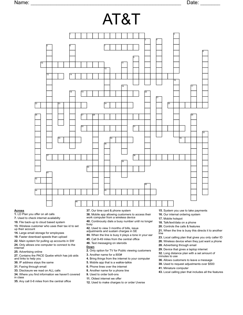 AT T Crossword WordMint