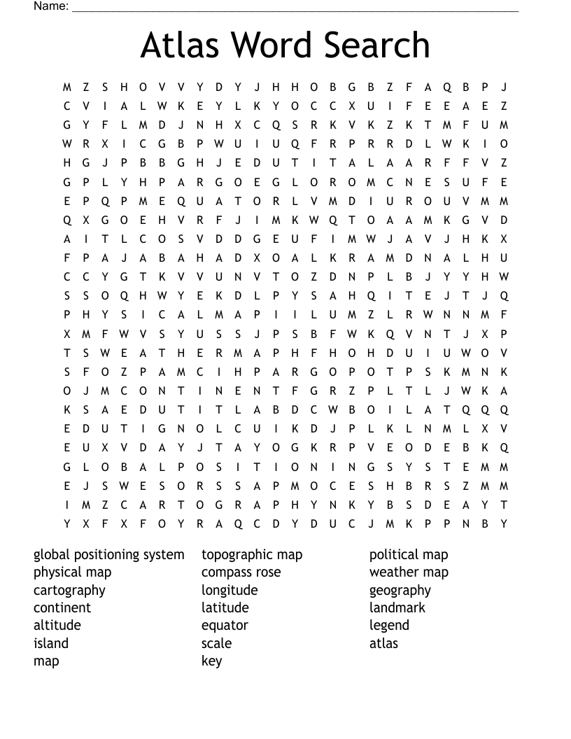 Atlas Word Search WordMint
