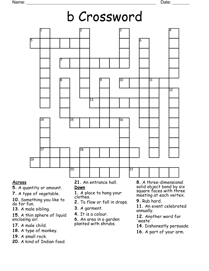 B Crossword WordMint B Crossword WordMint