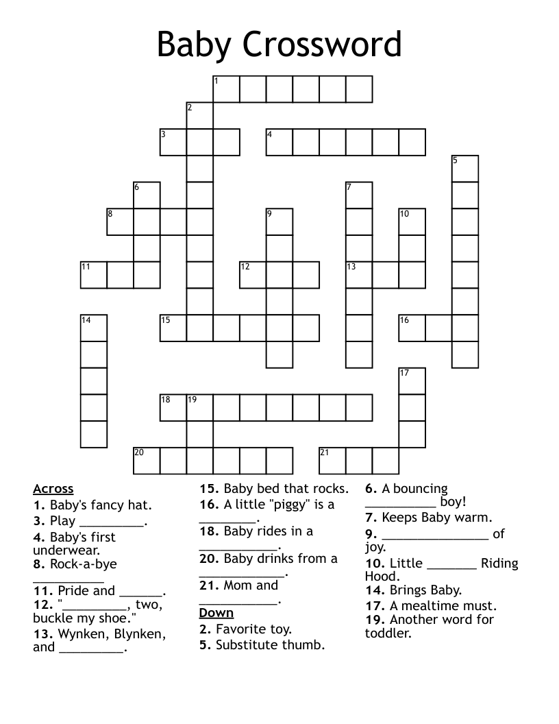 Baby Crossword WordMint