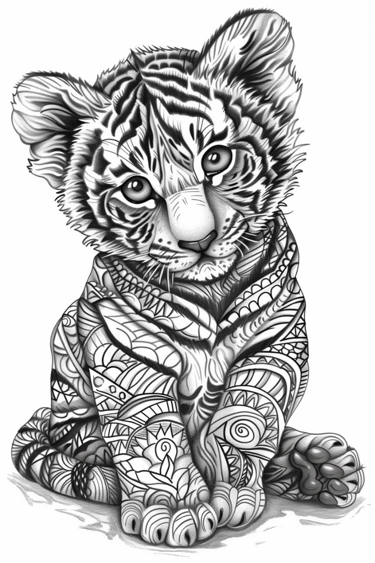 Baby Tiger Coloring Page For Kids