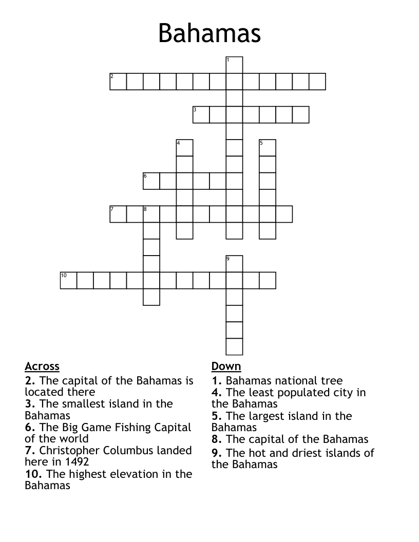 Bahamas Crossword WordMint