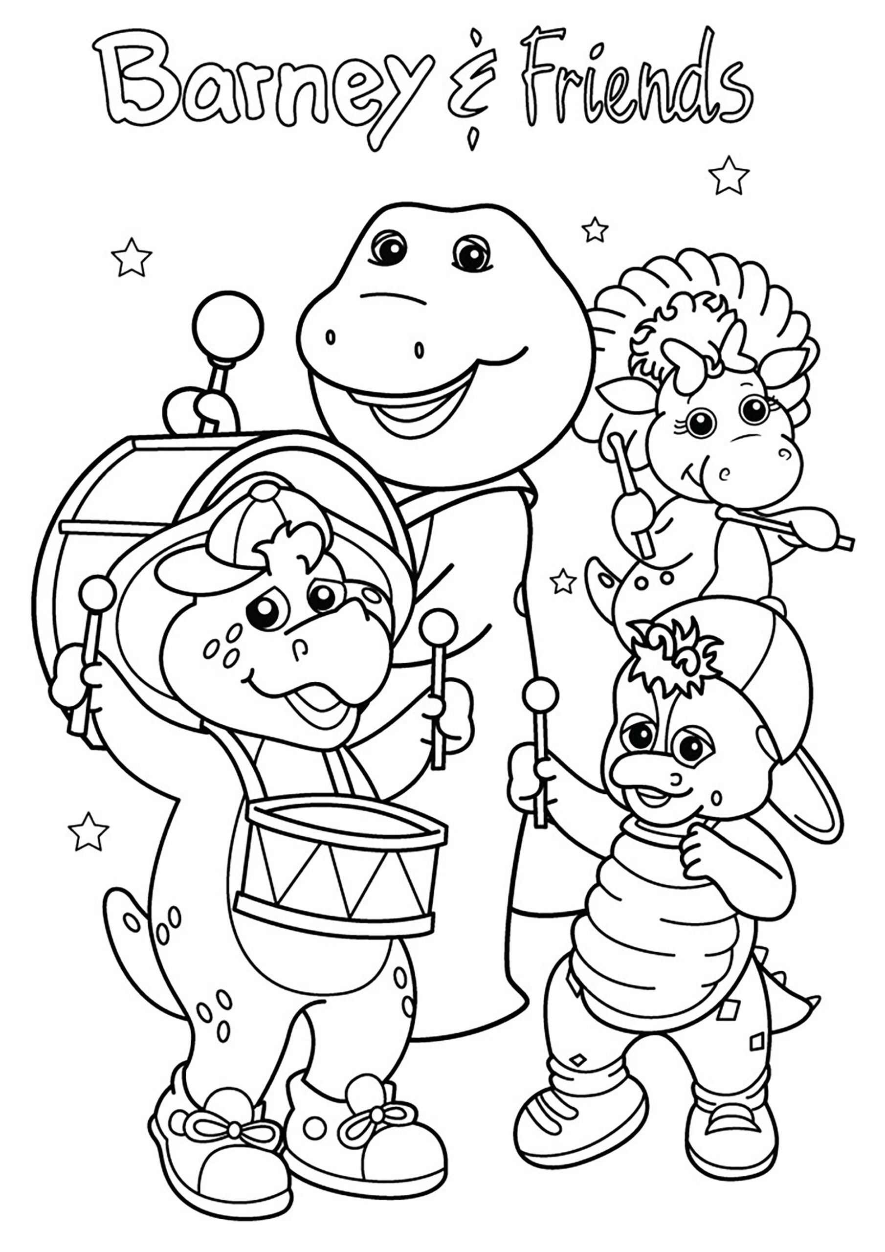 Barney Plays Music With His Friends Barney Coloring Pages Barney Plays Music With His Friends Barney Coloring Pages