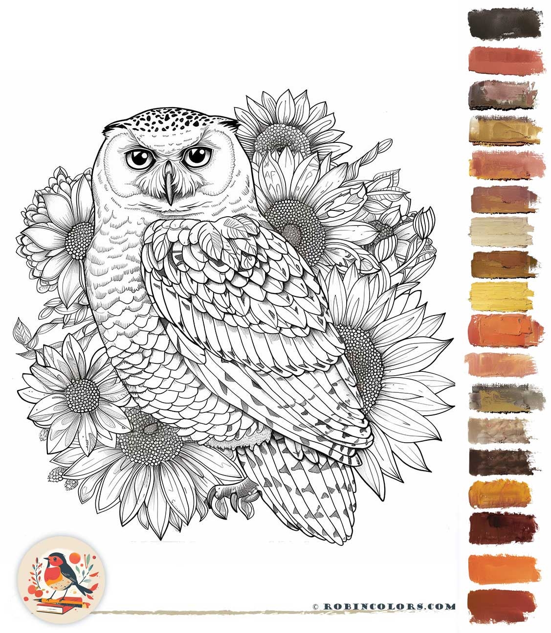 Beautiful Free Owl Coloring Pages For Adults Robin Colors
