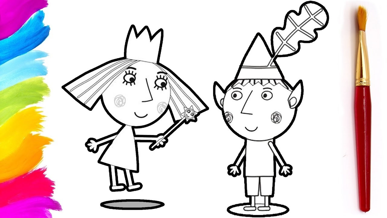 Ben And Holly Colouring Page How To Draw Ben Elf And Princess Holly YouTube