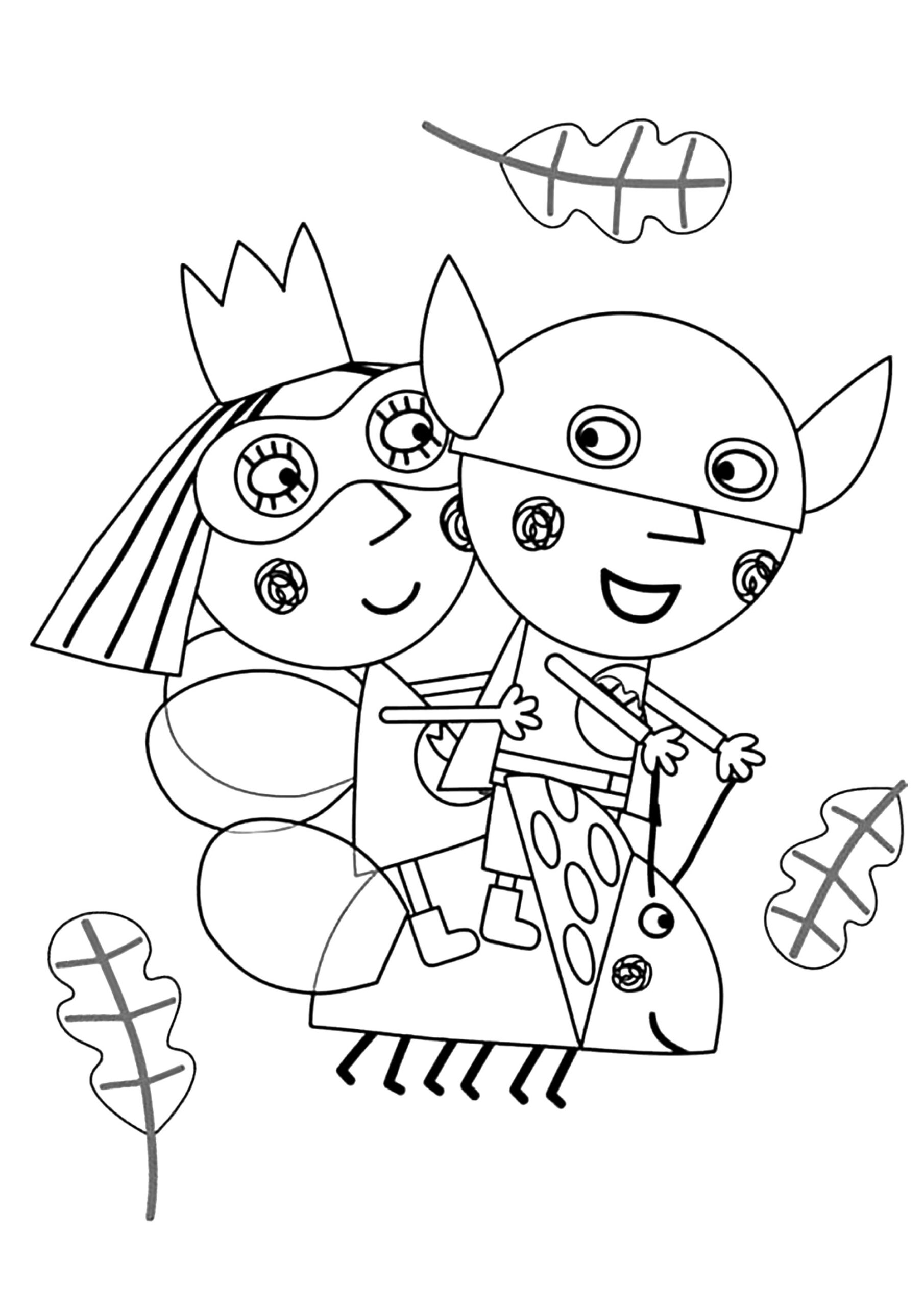 Ben And Holly With Masks Ben And Holly s Little Kingdom Coloring Pages