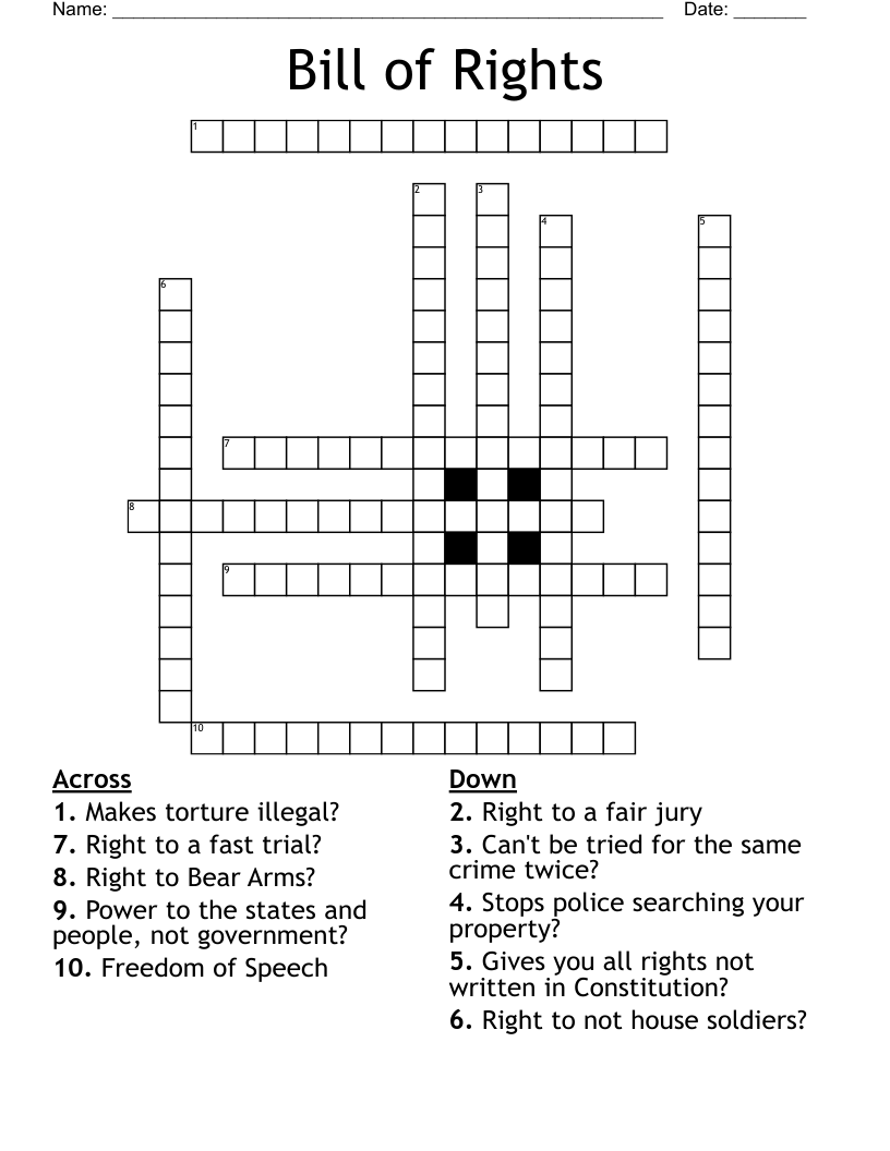 Bill Of Rights Crossword WordMint