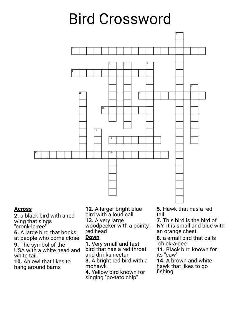 Bird Crossword WordMint