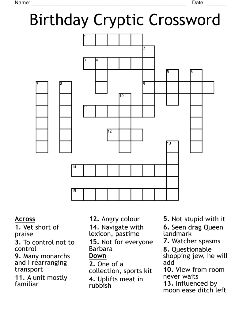 Birthday Cryptic Crossword WordMint Birthday Cryptic Crossword WordMint