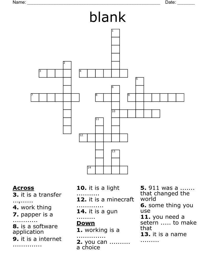Blank Crossword WordMint