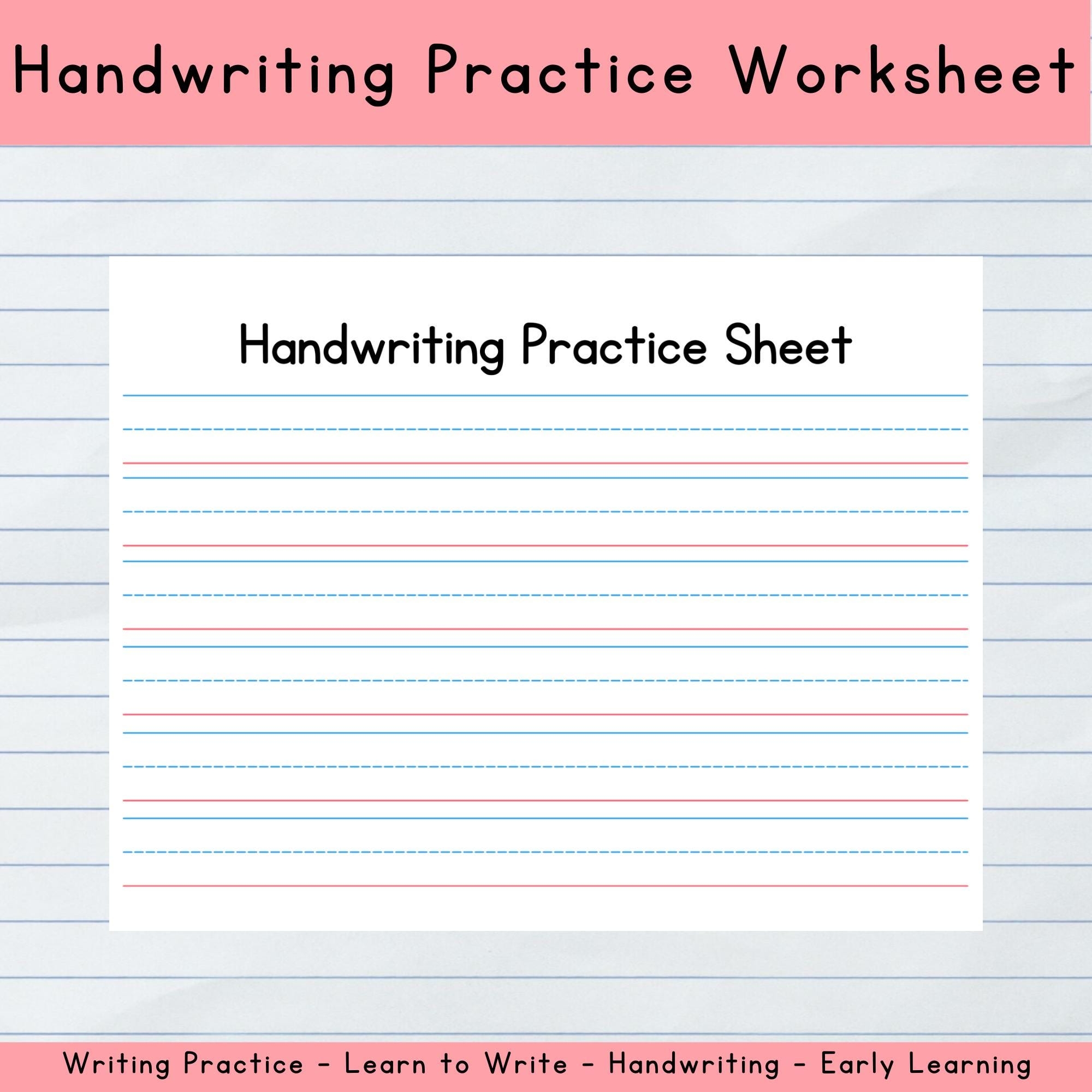 Blank Handwriting Practice Worksheet Etsy Israel