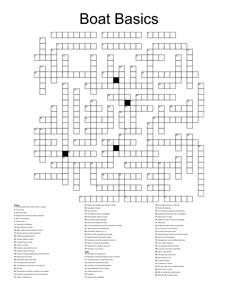 Boat Basics Crossword WordMint
