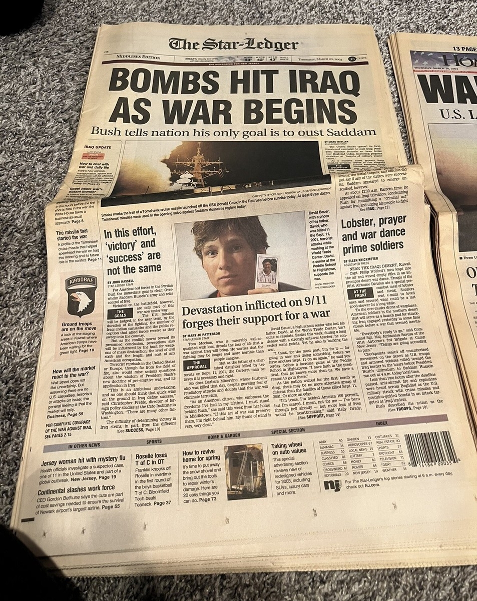 Bombs Hit Iraq As War Begins War With Iraq Star Ledger Home News Trib 3 20 03 EBay
