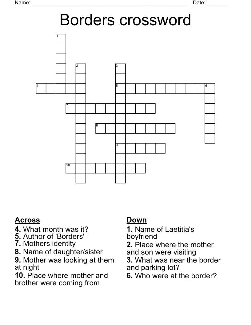 Borders Crossword WordMint Borders Crossword WordMint