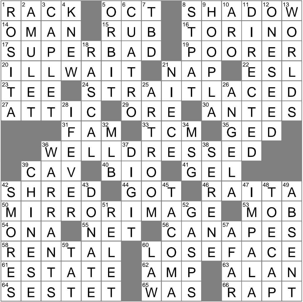 Bracket Favorite Crossword Clue Archives LAXCrossword