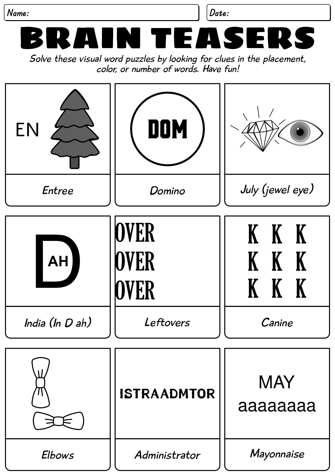 Brain Teasers And Answers 13 Free PDF Printables Printablee