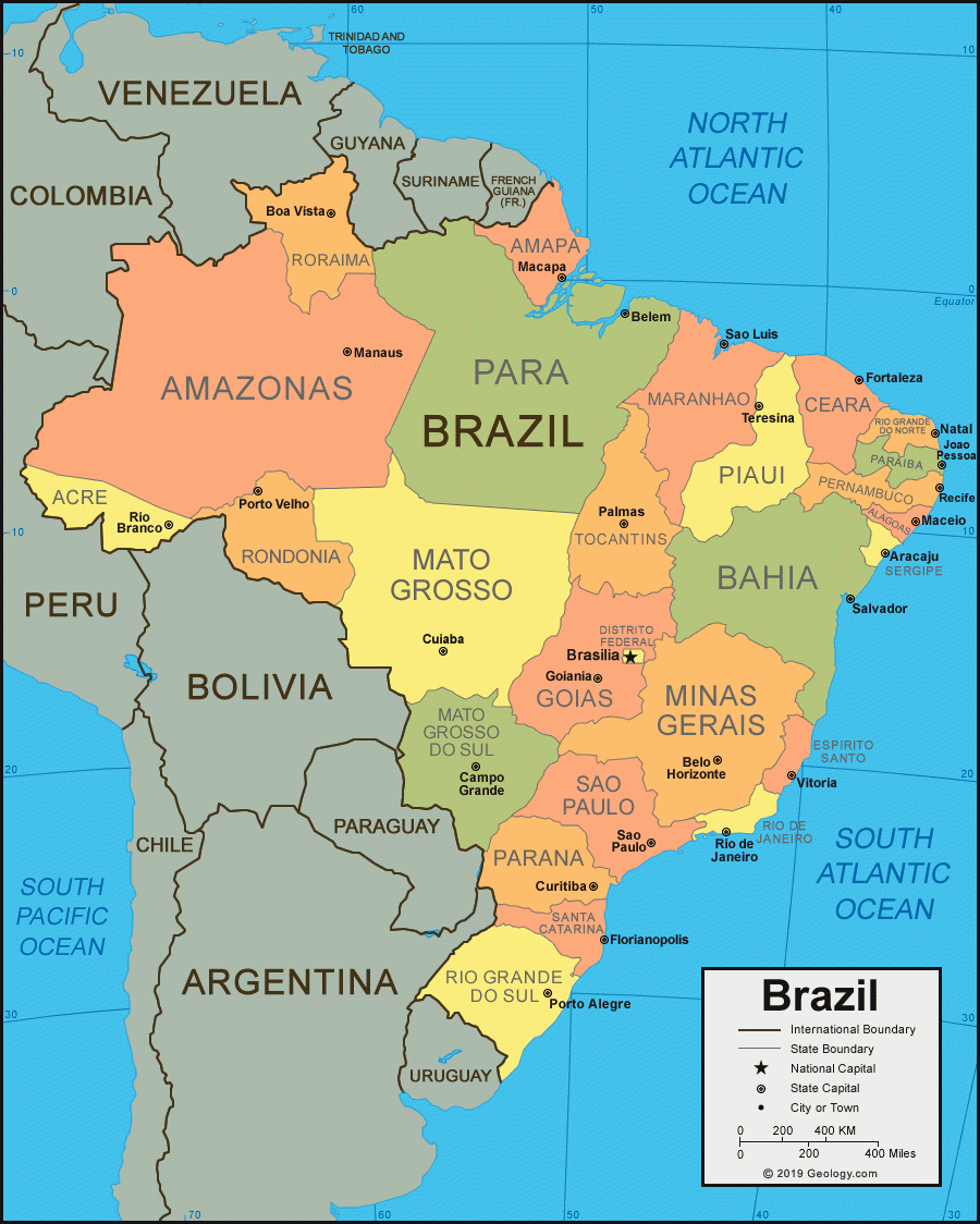 Brazil Map And Satellite Image